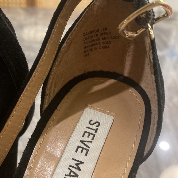 Steve Madden Carrson Suede Black Block Heels - Picture 2 of 8